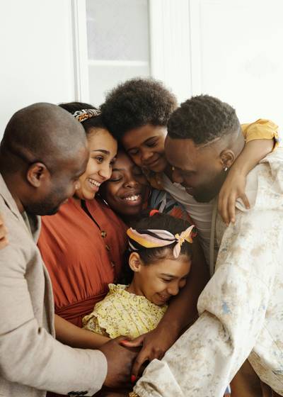 Family gathered together at home.