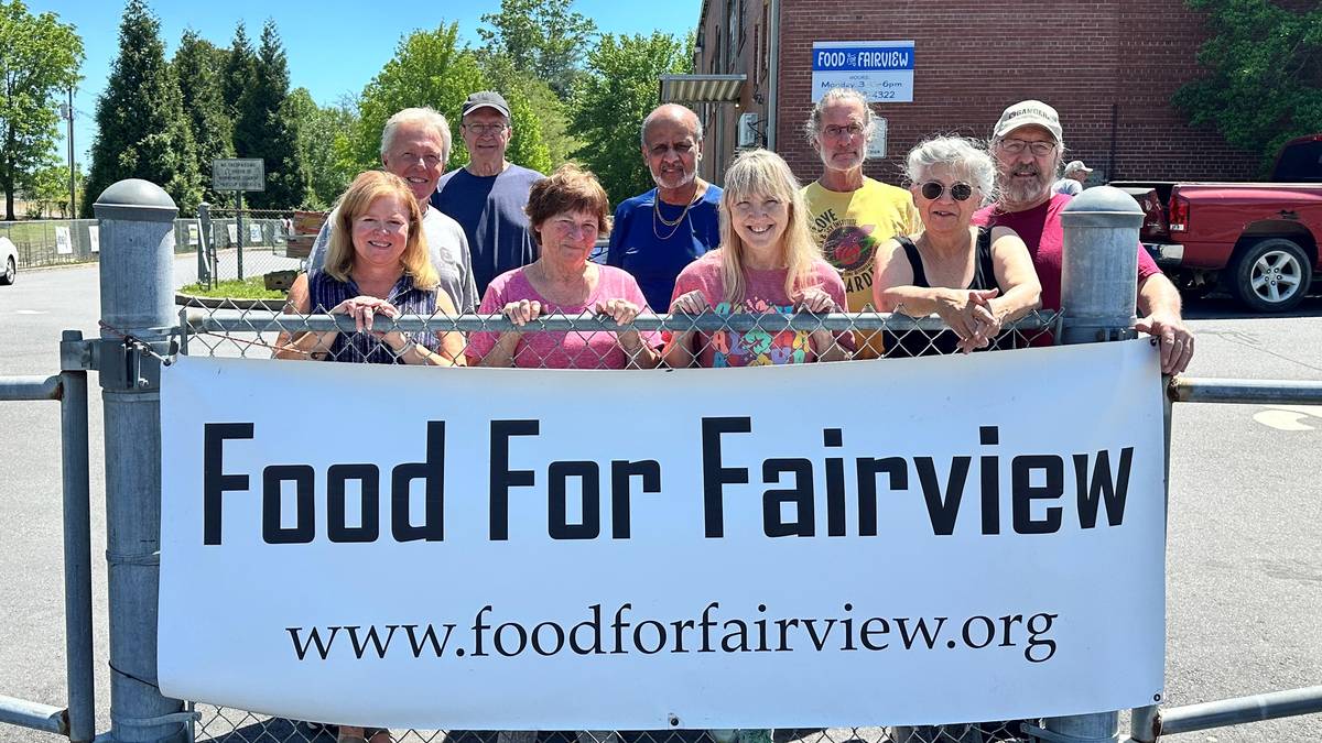 Food For Fairview volunteers outside the pantry building.